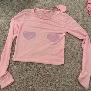 XS pink heart top